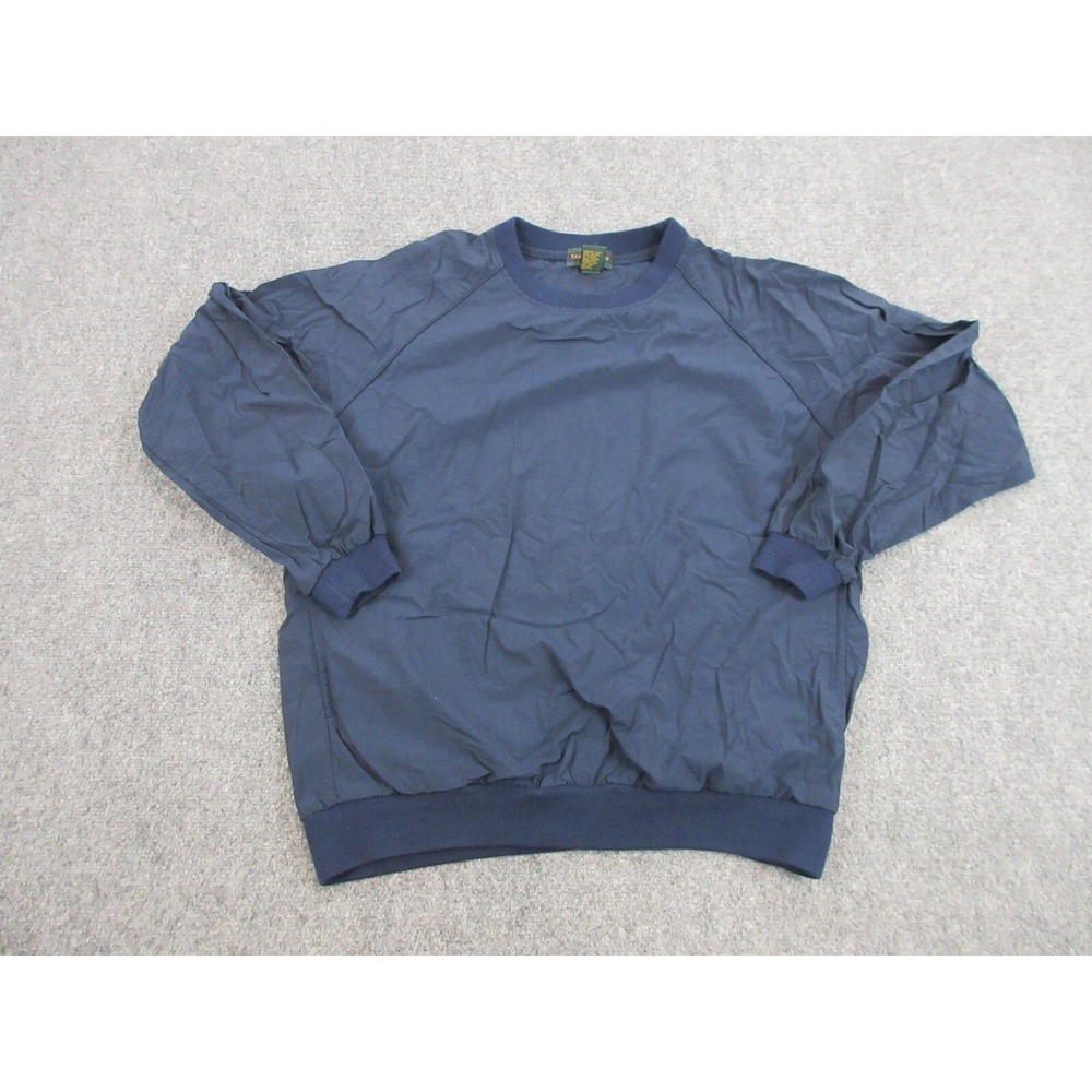 Vintage IZOD Jacket Mens Large Blue Nylon Windbreaker Pullover Crew Neck Raglan